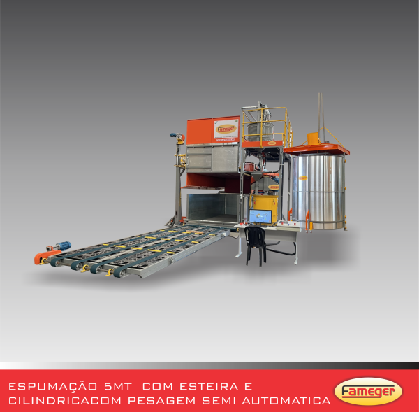 ESPUMAÇÃO 5MT COM ESTEIRA E CILINDRICA COM PESAGEM SEMI AUTOMATICA