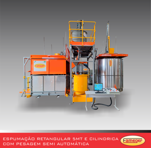 ESPUMAÇÃO RETANGULAR 5MT E CILINDRICA COM PESAGEM SEMI AUTOMATICA